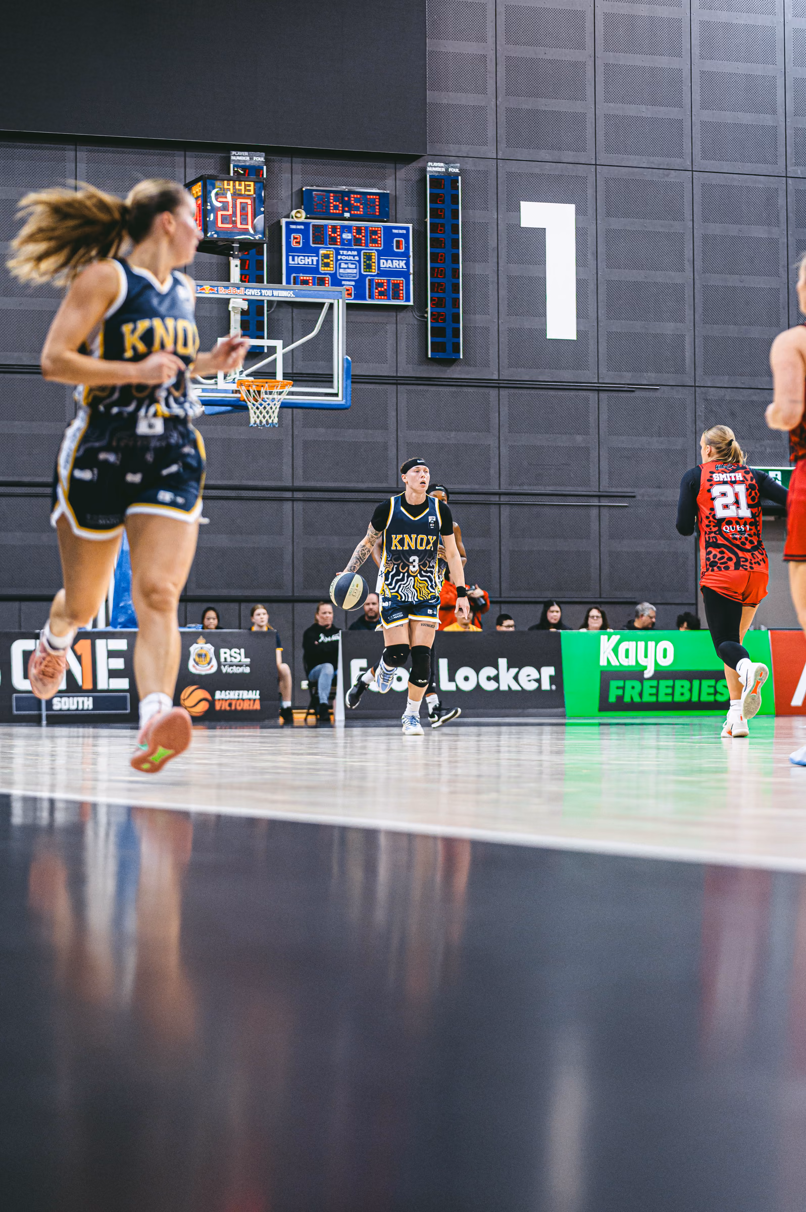 Knox Raiders player bringing the ball up court during a game